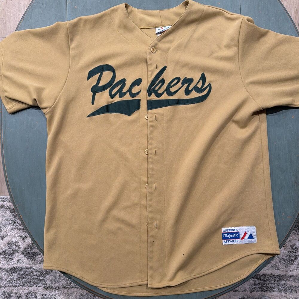 Vintage Majestic Green Bay Packers Button Up Baseball Jersey XL Made In USA
